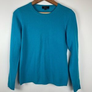 Charter Club 100% Cashmere Aqua Blue Crewneck Sweater Small Luxury Coastal Prep